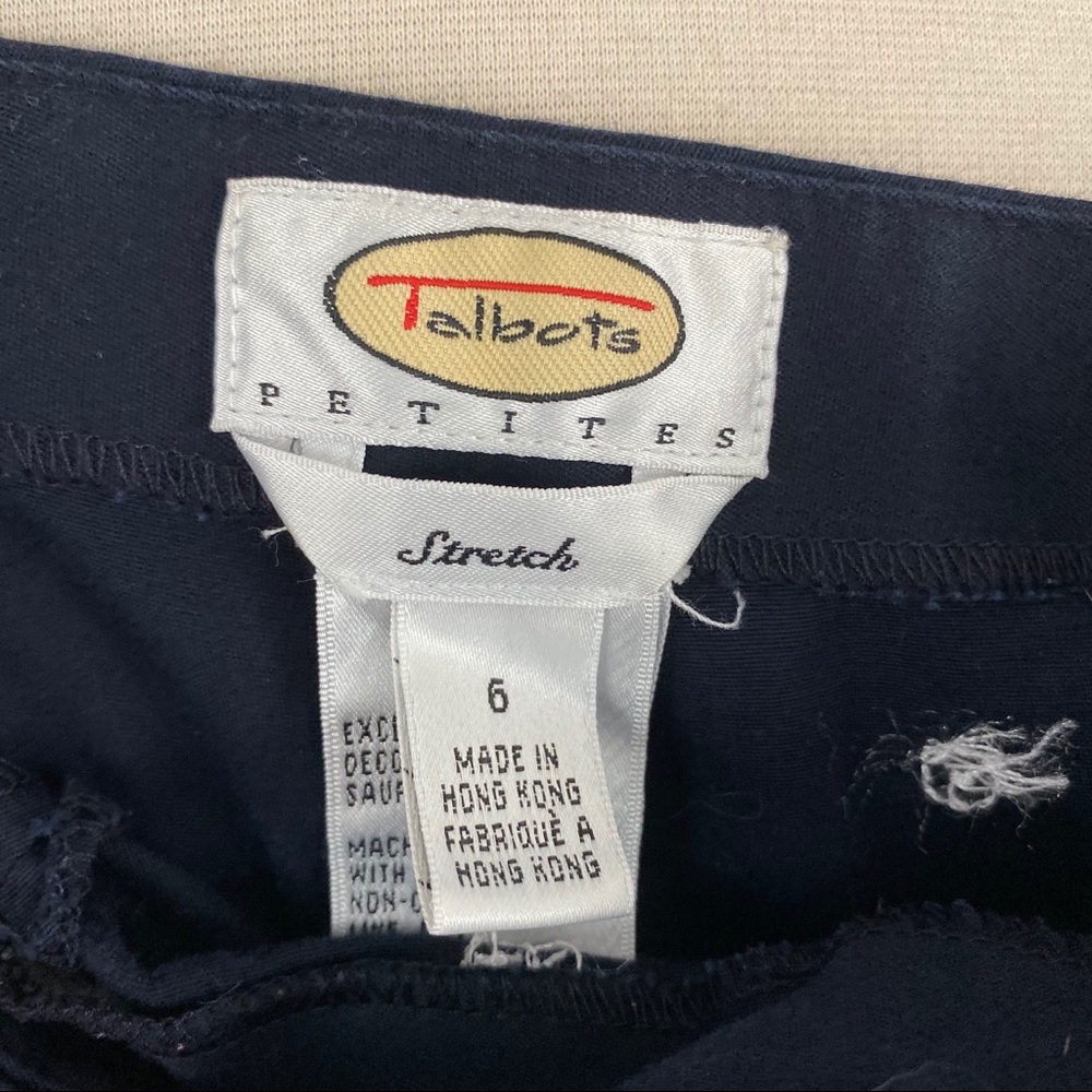Talbots Embroidered Navy Side Zip Pixie Pants/ Ca… - image 4
